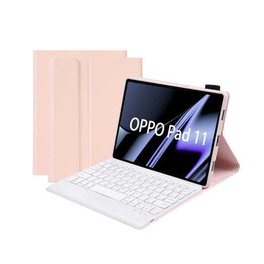 OP11-B Lambskin Texture Ultra-thin Bluetooth Keyboard Leather Case For OPPO Pad 11 inch(Pink) by buy2fix