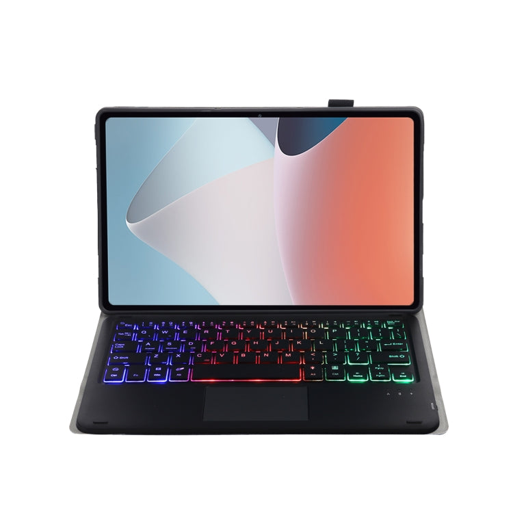 OP12-AS Lambskin Texture Ultra-thin Bluetooth Keyboard Leather Case with Touchpad & Backlight For OPPO Pad Air 10.4 inch(Black) - OPPO Keyboard by buy2fix | Online Shopping UK | buy2fix