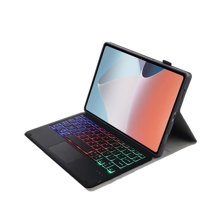 OP12-AS Lambskin Texture Ultra-thin Bluetooth Keyboard Leather Case with Touchpad & Backlight For OPPO Pad Air 10.4 inch(Black) - OPPO Keyboard by buy2fix | Online Shopping UK | buy2fix