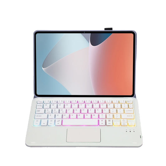 OP12-AS Lambskin Texture Ultra-thin Bluetooth Keyboard Leather Case with Touchpad & Backlight For OPPO Pad Air 10.4 inch(Purple) by buy2fix