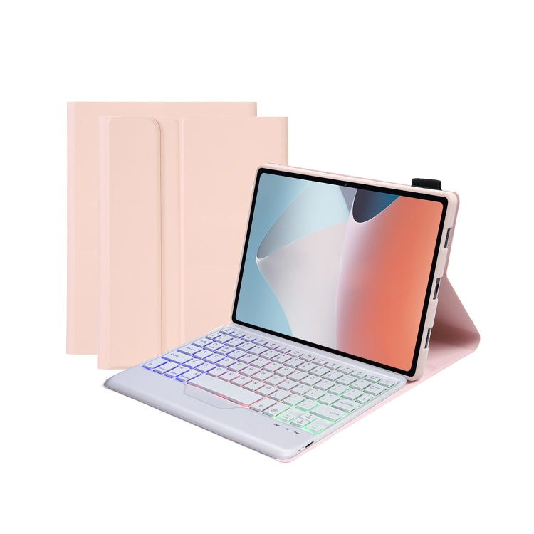 OP12-BS Lambskin Texture Ultra-thin Bluetooth Keyboard Leather Case with Backlight For OPPO Pad Air 10.4 inch(Pink) - OPPO Keyboard by buy2fix | Online Shopping UK | buy2fix