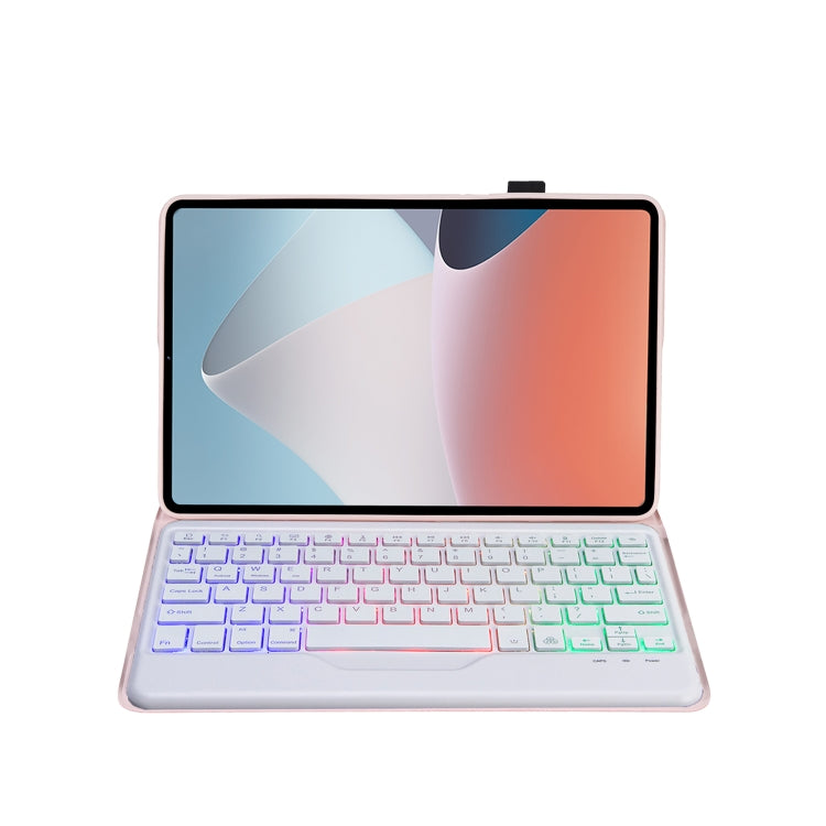 OP12-BS Lambskin Texture Ultra-thin Bluetooth Keyboard Leather Case with Backlight For OPPO Pad Air 10.4 inch(Pink) - OPPO Keyboard by buy2fix | Online Shopping UK | buy2fix