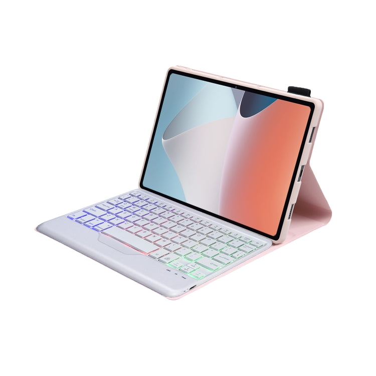 OP12-BS Lambskin Texture Ultra-thin Bluetooth Keyboard Leather Case with Backlight For OPPO Pad Air 10.4 inch(Pink) - OPPO Keyboard by buy2fix | Online Shopping UK | buy2fix