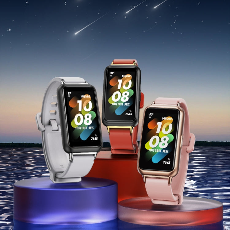 For Huawei Band 7 / 7 NFC MIJOBS Breathable Silicone Watch Band(Heat Orange Gold) by MIJOBS