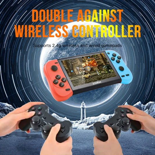 X50 Max 5.1 inch Screen Handheld Game Console for Double Player with 6000+ Games(Red+Blue) by buy2fix