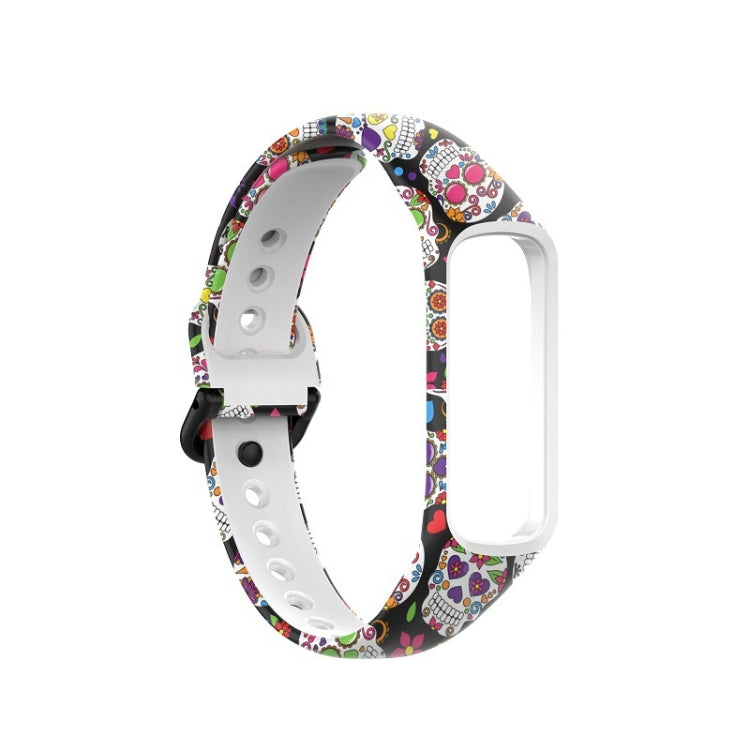 For Samsung Galaxy Fit 2 SM-R220 Silicone Printing Watch Band(Colorful Skull) - Watch Bands by buy2fix | Online Shopping UK | buy2fix