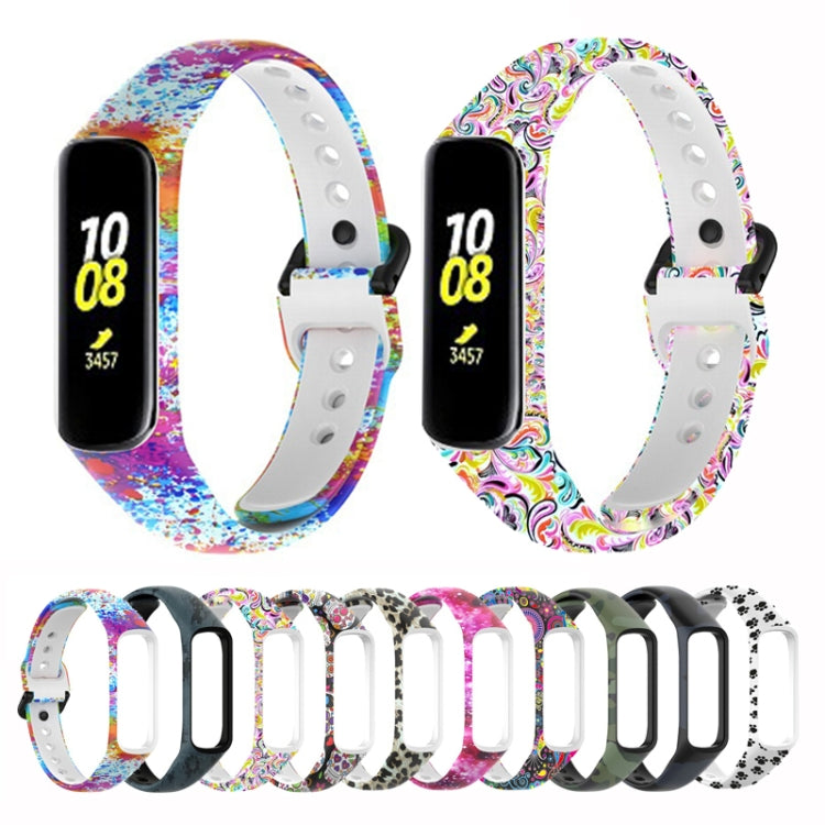 For Samsung Galaxy Fit 2 SM-R220 Silicone Printing Watch Band(Colorful Skull) - Watch Bands by buy2fix | Online Shopping UK | buy2fix