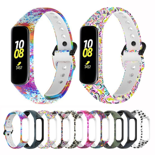 For Samsung Galaxy Fit 2 SM-R220 Silicone Printing Watch Band(Colorful Skull) by buy2fix