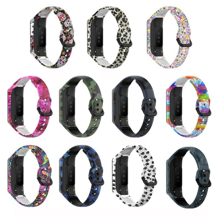 For Samsung Galaxy Fit 2 SM-R220 Silicone Printing Watch Band(Colorful Skull) - Watch Bands by buy2fix | Online Shopping UK | buy2fix