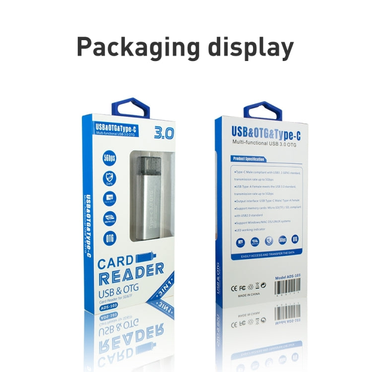 ADS-103 USB 3.0 Female Multifunctional OTG Card Reader(Grey) by buy2fix