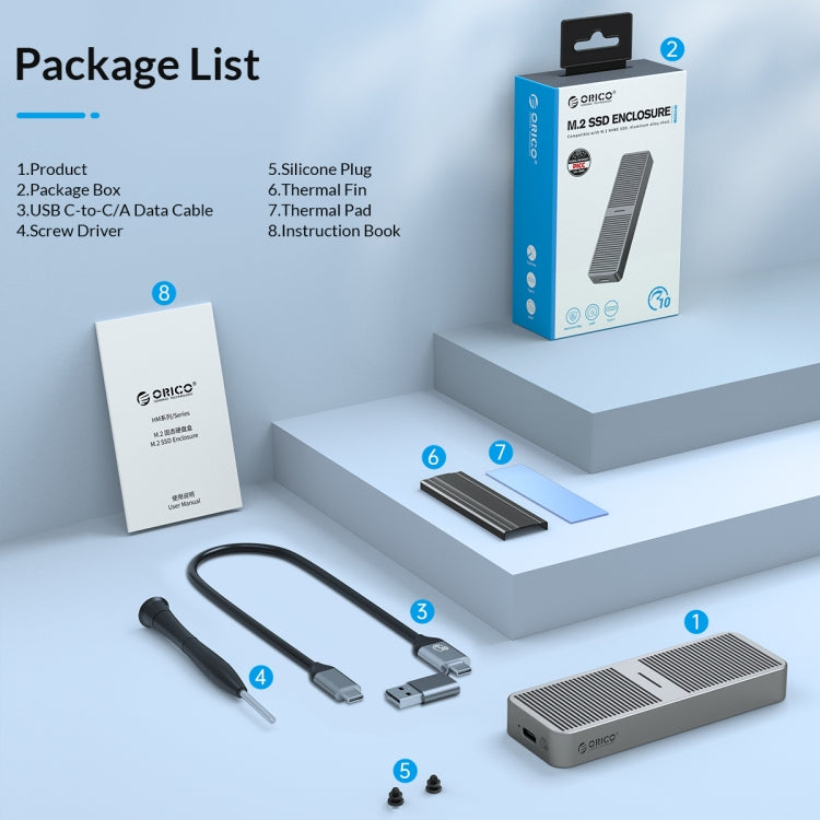 ORICO M224C3-U4-SV M.2 NVME 40Gbps SSD Enclosure(Silver) by ORICO