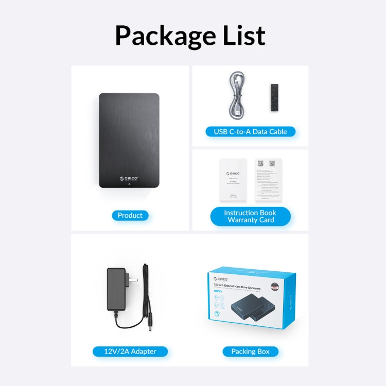 ORICO HM35C3 3.5 inch USB3.1 Gen1 Type-C Hard Drive Enclosure, Plug:UK Plug(Black) by ORICO