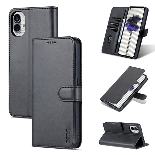 For Nothing Phone 1 AZNS Skin Feel Calf Texture Flip Leather Phone Case (Black) - Nothing Cases by AZNS | Online Shopping UK | buy2fix