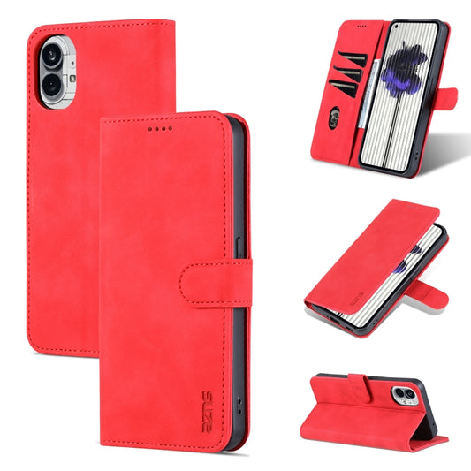 For Nothing Phone 1 AZNS Skin Feel Calf Texture Flip Leather Phone Case (Red) - Nothing Cases by AZNS | Online Shopping UK | buy2fix