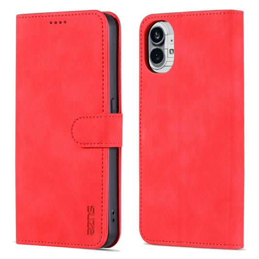 For Nothing Phone 1 AZNS Skin Feel Calf Texture Flip Leather Phone Case (Red) - Nothing Cases by AZNS | Online Shopping UK | buy2fix