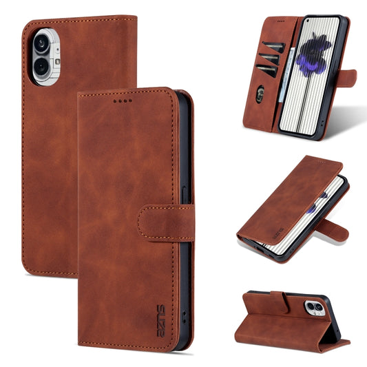 For Nothing Phone 1 AZNS Skin Feel Calf Texture Flip Leather Phone Case (Brown) - Nothing Cases by AZNS | Online Shopping UK | buy2fix