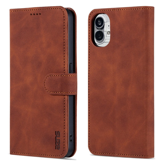 For Nothing Phone 1 AZNS Skin Feel Calf Texture Flip Leather Phone Case (Brown) - Nothing Cases by AZNS | Online Shopping UK | buy2fix