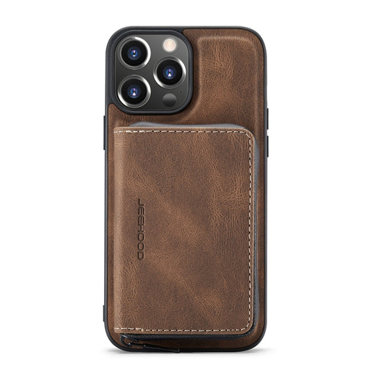 For iPhone 14 Pro Max JEEHOOD Magnetic Zipper Wallet Leather Phone Case (Brown) by JEEHOOD