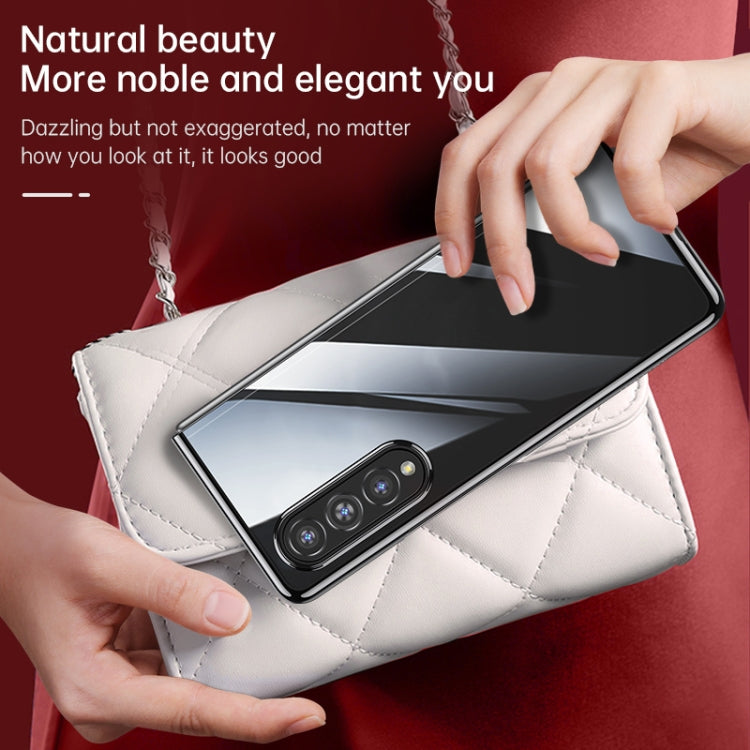 For Samsung Galaxy Z Fold4 SULADA Shockproof Plating PC Transparent Protective Case(Black) by SULADA