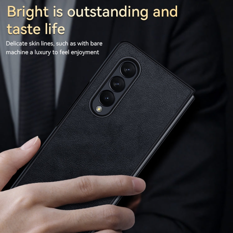 For Samsung Galaxy Z Fold4 SULADA Shockproof TPU + Handmade Leather Protective Case(Black) by SULADA