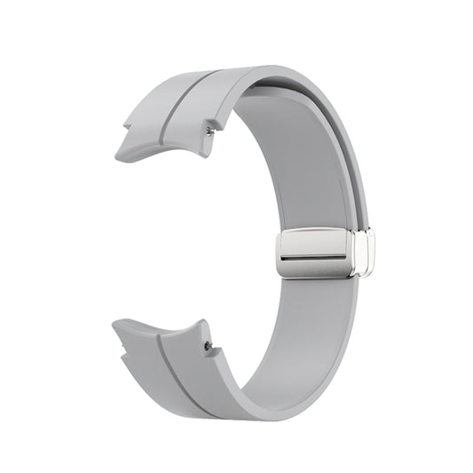 For Samsung Galaxy Watch5 40&44mm / Pro 45mm Folding Silver Buckle Silicone Watch Band(Grey) by buy2fix