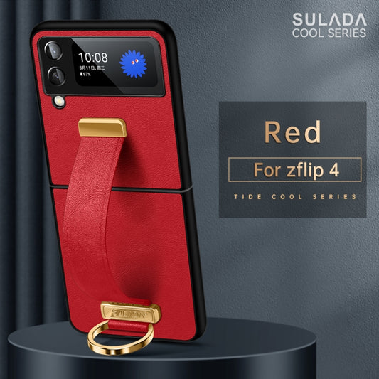 For Samsung Galaxy Z Flip4 SULADA Cool Series PC + Leather Texture Skin Feel Shockproof Phone Case(Red) by SULADA