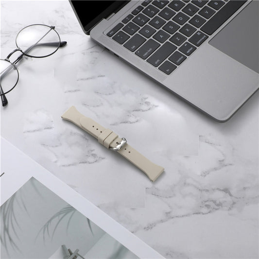 22mm Universal T-buckle Silicone Watch Band(Antique White) by buy2fix
