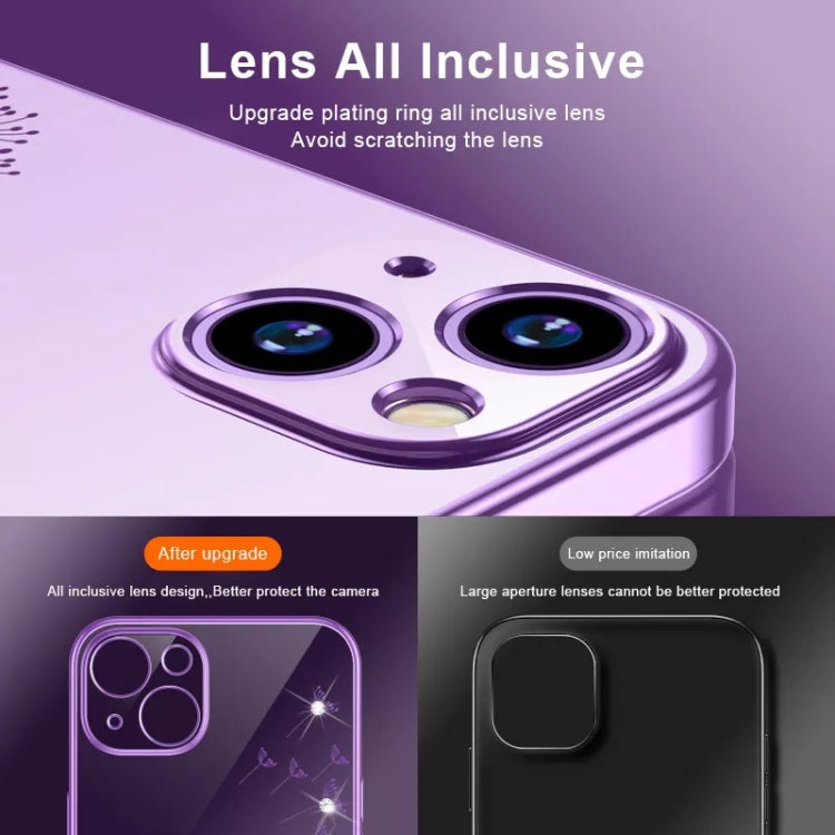 For iPhone 14 Pro Max Electroplating Diamond Dandelion TPU Phone Case (Purple) by buy2fix