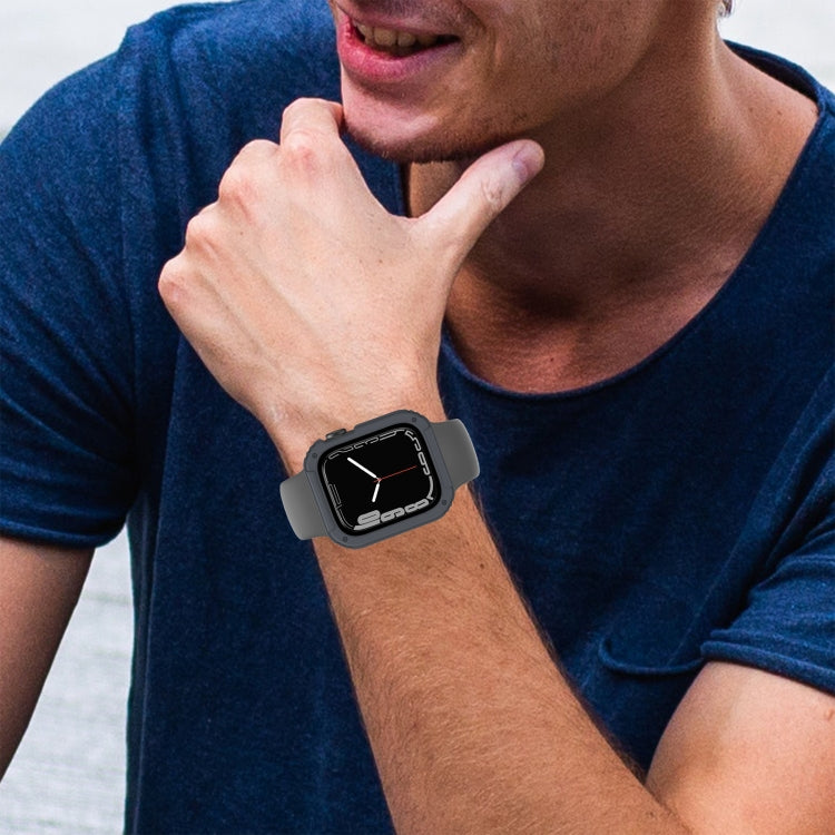 2 in 1 Screen Tempered Glass Film Protective Case For Apple Watch Series 9 / 8 / 7 45mm(Dark Grey) by buy2fix