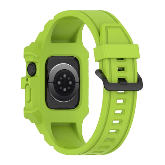 Integrated Silicone Watch Band For Apple Watch Series 8&7 45mm / SE 2&6&SE&5&4 44mm / 3&2&1 42mm(Lime Green) by buy2fix