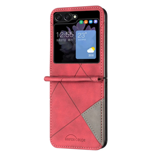 For Samsung Galaxy Z Flip5 Rhombus Texture Leather Phone Case(Red) by buy2fix