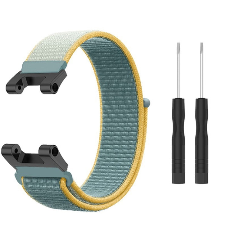 For Amazfit T-Rex / T-Rex Pro / Ares Nylon Loop Watch Band(Blue Yellow) - Watch Bands by buy2fix | Online Shopping UK | buy2fix