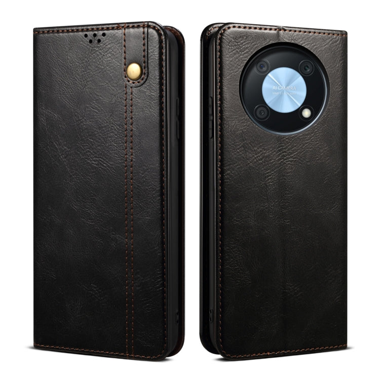 For Huawei nova Y90 4G/Enjoy 50 Pro Oil Wax Crazy Horse Texture Leather Phone Case(Black) - Huawei Cases by buy2fix | Online Shopping UK | buy2fix