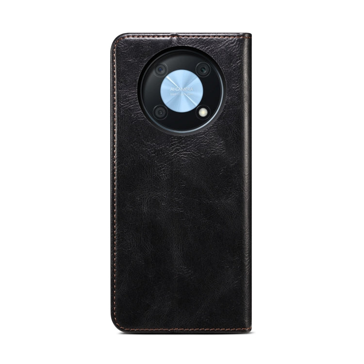 For Huawei nova Y90 4G/Enjoy 50 Pro Oil Wax Crazy Horse Texture Leather Phone Case(Black) - Huawei Cases by buy2fix | Online Shopping UK | buy2fix