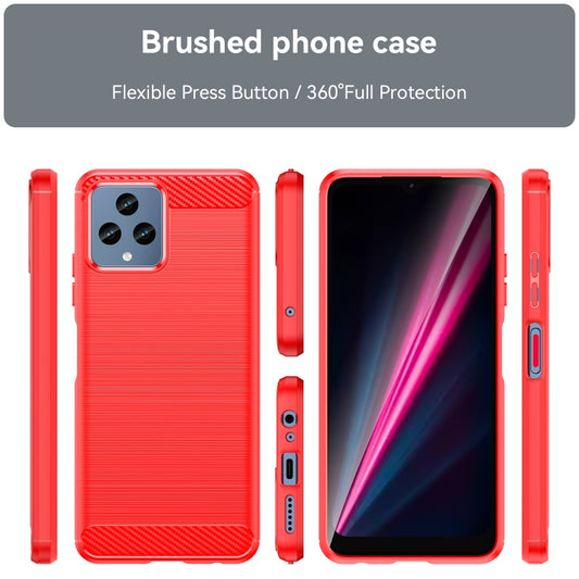 For T-Mobile REVVL 6 5G Brushed Texture Carbon Fiber TPU Phone Case (Red) by buy2fix