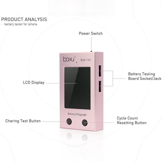 BAKU BA-19A Battery Polygraph for iPhone Battery(Rose Gold) by BAKU