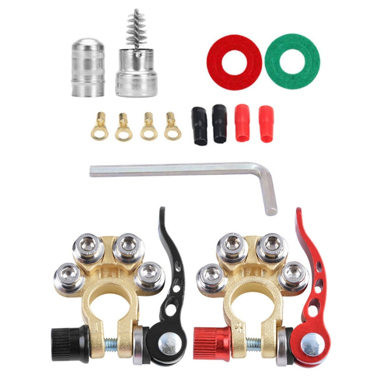 1 Pair Car Battery Terminals Quick Disconnect Cables Connectors, with L Wrench + Terminal + Insulation Pad + Brush - Booster Cable & Clip by buy2fix | Online Shopping UK | buy2fix