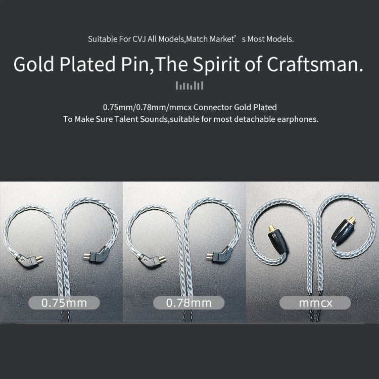 CVJ V2 1.25m Oxygen-free Copper Original 3.5mm Elbow Earphone Cable, Style:0.78mm No Mic(Black) by CVJ