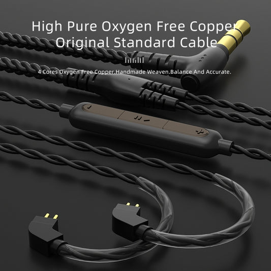 CVJ V2 1.25m Oxygen-free Copper Original 3.5mm Elbow Earphone Cable, Style:0.75mm with Mic(Black) by CVJ
