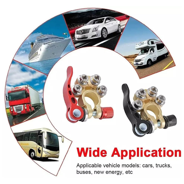 1 Pair Car Battery Terminals Quick Disconnect Cables Connectors, with L Wrench + Insulation Pad + Brush by buy2fix