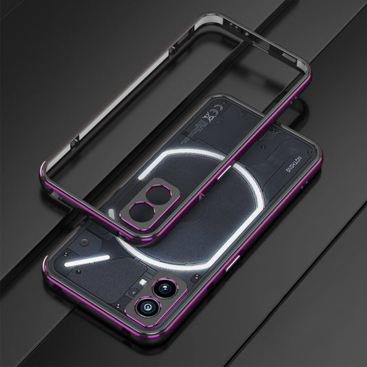For Nothing Phone 1 Aurora Series Lens Protector + Metal Frame Protective Phone Case(Black Purple) - Nothing Cases by buy2fix | Online Shopping UK | buy2fix