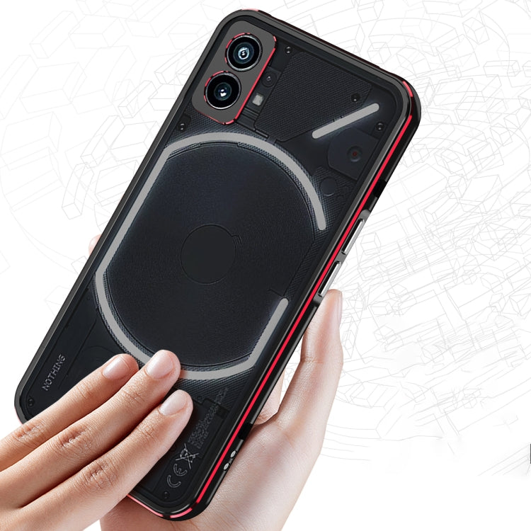For Nothing Phone 1 Aurora Series Lens Protector + Metal Frame Protective Phone Case(Black Blue) - Nothing Cases by buy2fix | Online Shopping UK | buy2fix