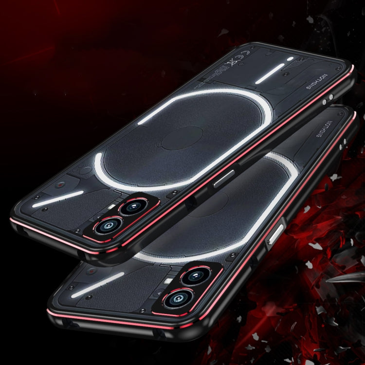 For Nothing Phone 1 Aurora Series Lens Protector + Metal Frame Protective Phone Case(Black Red) - Nothing Cases by buy2fix | Online Shopping UK | buy2fix