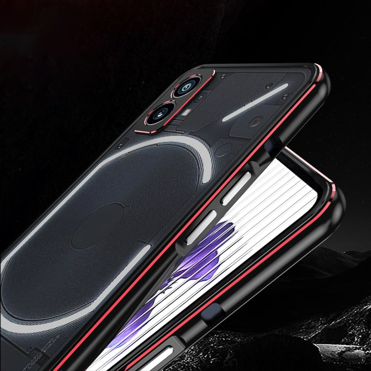 For Nothing Phone 1 Aurora Series Lens Protector + Metal Frame Protective Phone Case(Black Red) - Nothing Cases by buy2fix | Online Shopping UK | buy2fix