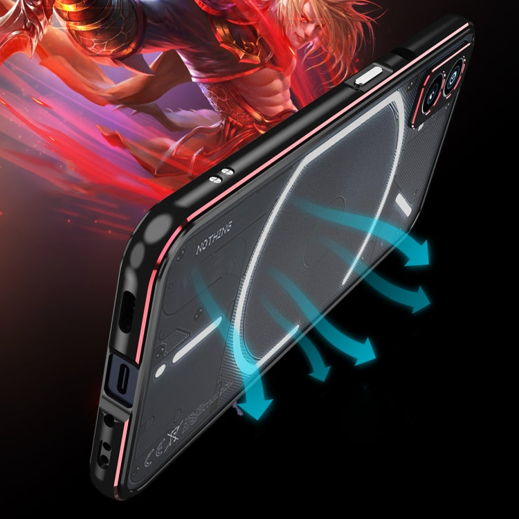 For Nothing Phone 1 Aurora Series Lens Protector + Metal Frame Protective Phone Case(Black Red) - Nothing Cases by buy2fix | Online Shopping UK | buy2fix