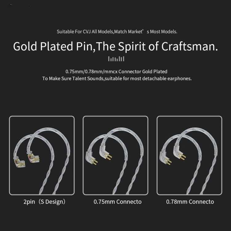 CVJ V7 1.25m 4-Cores Silver-plated 3.5mm Elbow Earphone Cable, Model:0.75mm No Mic(Silver) by CVJ