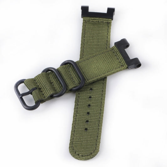 For Amazfit T-Rex / T-Rex Pro / Ares Three-ring Black Buckle Nylon Watch Band(Green) by buy2fix