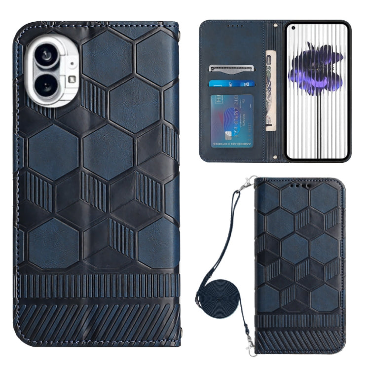 For Nothing Phone 1 Crossbody Football Texture Magnetic PU Phone Case(Dark Blue) - Nothing Cases by buy2fix | Online Shopping UK | buy2fix