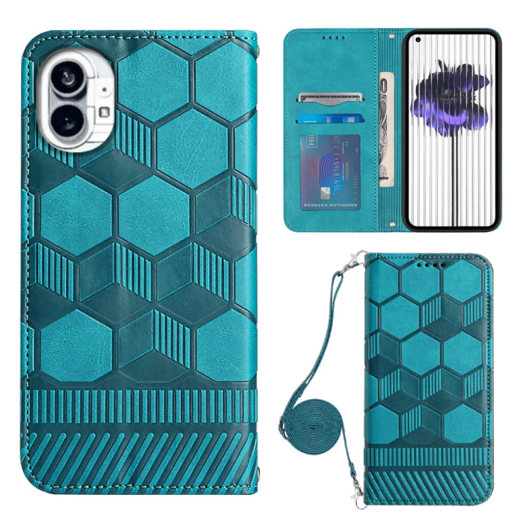 For Nothing Phone 1 Crossbody Football Texture Magnetic PU Phone Case(Light Blue) - Nothing Cases by buy2fix | Online Shopping UK | buy2fix