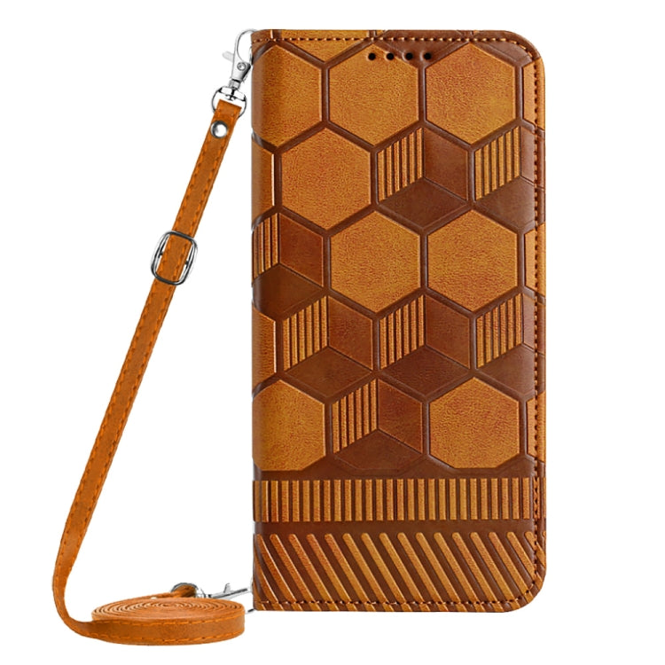 For Nothing Phone 1 Crossbody Football Texture Magnetic PU Phone Case(Khaki) - Nothing Cases by buy2fix | Online Shopping UK | buy2fix